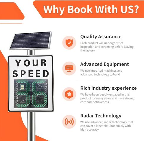 Solar Powered LED Radar Speed Limit Sign, Highway Road Warning Display for Speed Control, Energy-Efficient Traffic Safety Solution in Kuwait