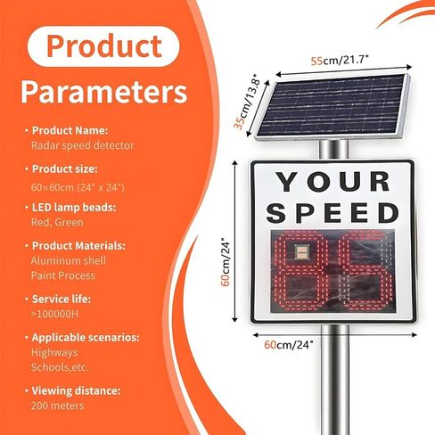 Solar Powered LED Radar Speed Limit Sign, Highway Road Warning Display for Speed Control, Energy-Efficient Traffic Safety Solution in Kuwait