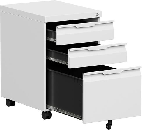Coolsun 3 Drawer Mobile File Cabinet, Under Desk Storage Cabinet with Wheels, Office Cabinet for A4/F4/Letter, Assembly Required in Kuwait