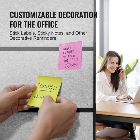 VEVOR Office Divider, 2 Panel Office Partition, Freestanding Office Divider Wall Partition & Privacy Divider Reduce Noise and Room Separation, Light Grey in Kuwait