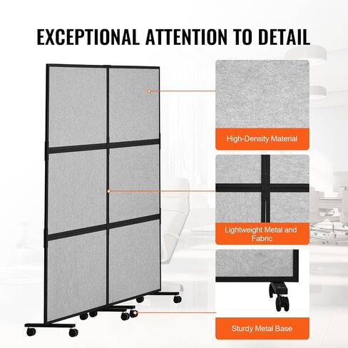 VEVOR Office Divider, 2 Panel Office Partition, Freestanding Office Divider Wall Partition & Privacy Divider Reduce Noise and Room Separation, Light Grey in Kuwait