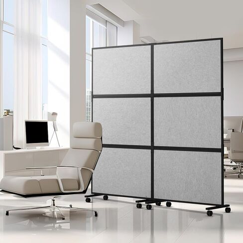 VEVOR Office Divider, 2 Panel Office Partition, Freestanding Office Divider Wall Partition & Privacy Divider Reduce Noise and Room Separation, Light Grey in Kuwait