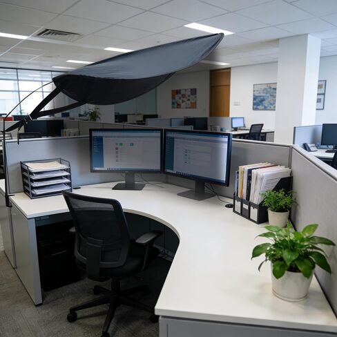 Adjustable Black Desk Shade - Portable Light-Blocking Canopy for Office Cubicles, Blocks Overhead Light & Reduces Glare, UV-Resistant & Tool-Free Setup, Ideal for Light-Sensitive Workers in Kuwait