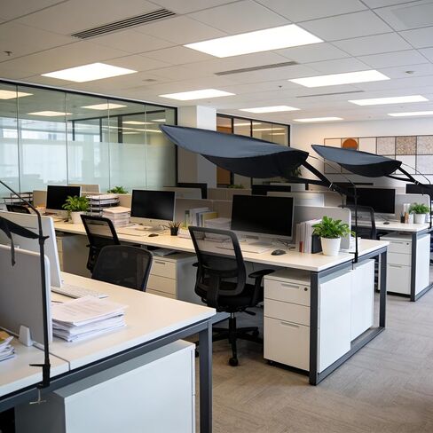 Adjustable Black Desk Shade - Portable Light-Blocking Canopy for Office Cubicles, Blocks Overhead Light & Reduces Glare, UV-Resistant & Tool-Free Setup, Ideal for Light-Sensitive Workers in Kuwait
