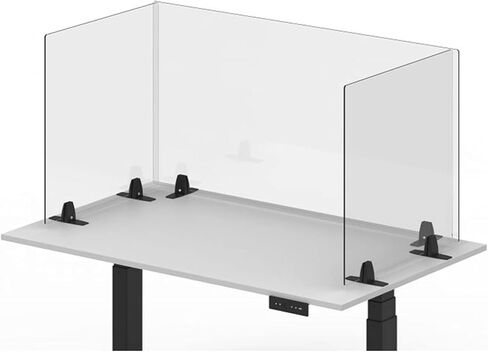 Stand Up Desk Store ReFocus Freestanding Acrylic Desk Divider Partition Sneeze Guard Shield (Clear, 24" x 24") in Kuwait