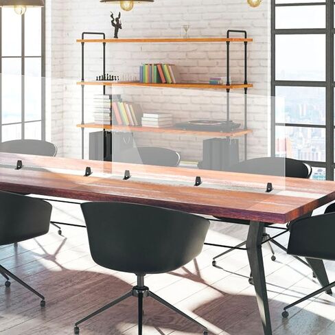 Stand Up Desk Store ReFocus Freestanding Acrylic Desk Divider Partition Sneeze Guard Shield (Clear, 24" x 24") in Kuwait