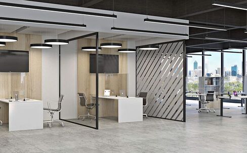 Stand Up Desk Store ReFocus Freestanding Acrylic Desk Divider Partition Sneeze Guard Shield (Clear, 24" x 24") in Kuwait