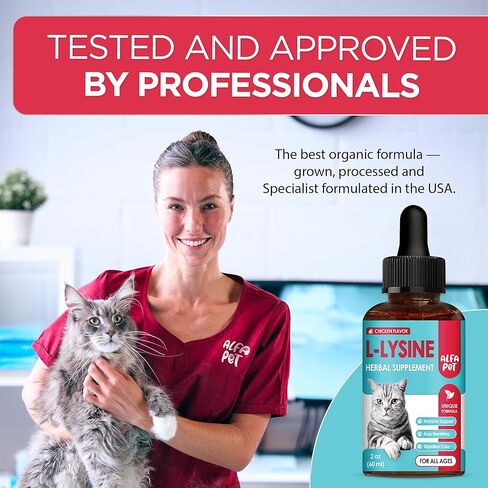 Liquid L Lysine for Cats – Aid for Watery Eyes, Sneezing & Allergy – Supplement with Taurine & Vitamins for All Breeds – Cat Probiotic for Digestion Care – Natural Chicken Flavor – 2 oz + 2 oz Pack in Saudi Arabia