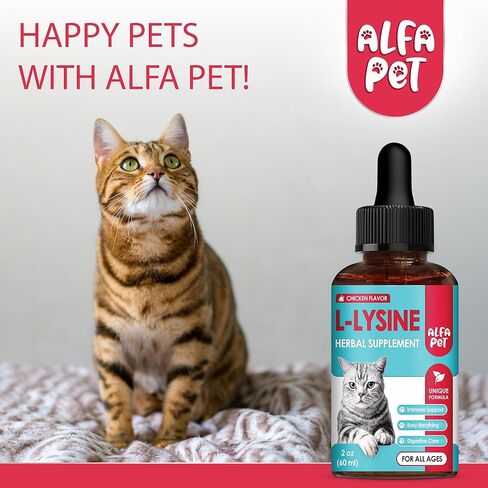 Liquid L Lysine for Cats – Aid for Watery Eyes, Sneezing & Allergy – Supplement with Taurine & Vitamins for All Breeds – Cat Probiotic for Digestion Care – Natural Chicken Flavor – 2 oz + 2 oz Pack in Saudi Arabia