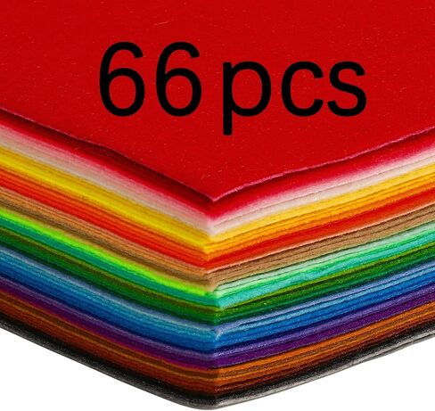 LIZOIDZSM 66 pcs Colored Felt Fabric Sheet,12 x 8 inch Pastel Felt Sheets for Crafts,Craft Felt for Crafts,Assorted Felt Sheet, Soft Felt Sheets 1mm Thick in Kuwait