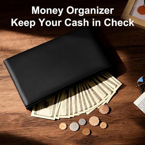 Chelmon 3 Pack Money Bags with Zipper - 11x6 Inch Cash Organizer Pouch for Daily Use & Travel, Durable Storage for Cash, Invoices, Cosmetics and Credit Cards in Kuwait
