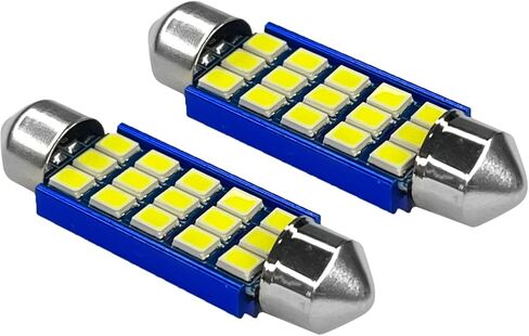 578 مصابيح LED داخلية للسيارة، لمبة إضاءة LED عالمية، شرائح 6000K 2835 1.6 بوصة بديلة للمصابيح الداخلية 211-2 212-2 569 41 مم 42 مم 6411 6451 إضاءة القبة/الكابينة/الباب (أبيض، قطعتان) in Kuwait