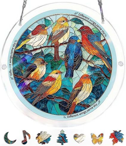 Acrylic Puzzles Sun Catcher Window Hanging, 83 Pieces Green Hummingbird Sun Catcher for Women Men Mom Birthday Gift Home Decor, DIY Suns Catchers Kits for Adults, 7.87'' in Saudi Arabia