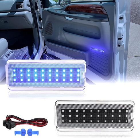 أضواء LED للوحة الباب الداخلية لـ 2000-2005 Ford Excursion 1999-2007 Ford F250 F350 F450 F550 Super Duty وردي أرجواني باب السيارة مصباح عاكس للترحيب مع حزام تمديد عدسة شفافة قطعتين in Kuwait