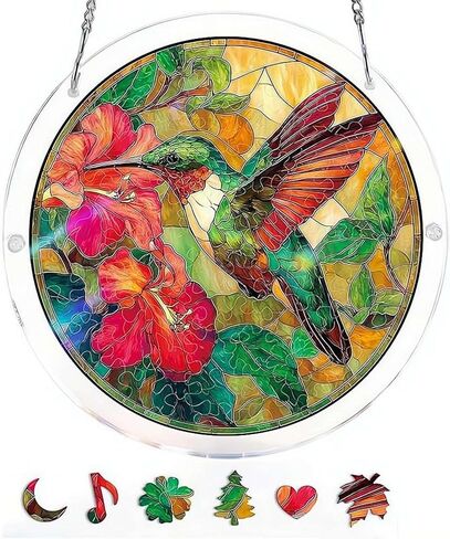 Acrylic Puzzles Sun Catcher Window Hanging, 83 Pieces Green Hummingbird Sun Catcher for Women Men Mom Birthday Gift Home Decor, DIY Suns Catchers Kits for Adults, 7.87'' in Saudi Arabia