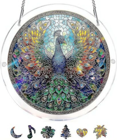 Acrylic Puzzles Sun Catcher Window Hanging, 83 Pieces Green Hummingbird Sun Catcher for Women Men Mom Birthday Gift Home Decor, DIY Suns Catchers Kits for Adults, 7.87'' in Saudi Arabia