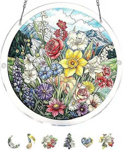 Acrylic Puzzles Sun Catcher Window Hanging, 83 Pieces Green Hummingbird Sun Catcher for Women Men Mom Birthday Gift Home Decor, DIY Suns Catchers Kits for Adults, 7.87'' in Saudi Arabia