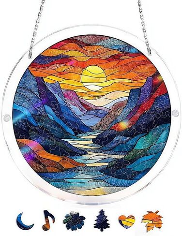 Acrylic Puzzles Sun Catcher Window Hanging, 83 Pieces Green Hummingbird Sun Catcher for Women Men Mom Birthday Gift Home Decor, DIY Suns Catchers Kits for Adults, 7.87'' in Saudi Arabia