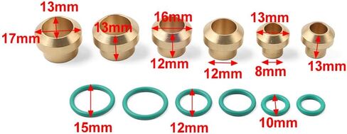 16240 Male Insert Connector O Ring A/C Adapter Fitting Kit To Male Flare 1set For #10#8#6 Male Insert O Ring Metal & Rubber Black in Kuwait