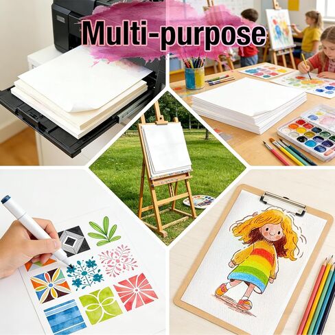 AOXFOXMAS 100 Sheets Watercolor Paper Bulk 8.5x11 Inch, 105LB/230GSM Cold Press Acid-Free Heavyweight Art Paper for Students & Beginners, Painting, Printing, Scanning & Crafting in Kuwait