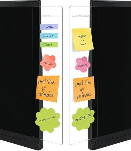 2-Pack Computer Monitor Memo Board, Office Desk Accessories, Sticky Note Holder, Supplies for Women and Men, Sticky Note Holder Home Desktop Decor in Kuwait