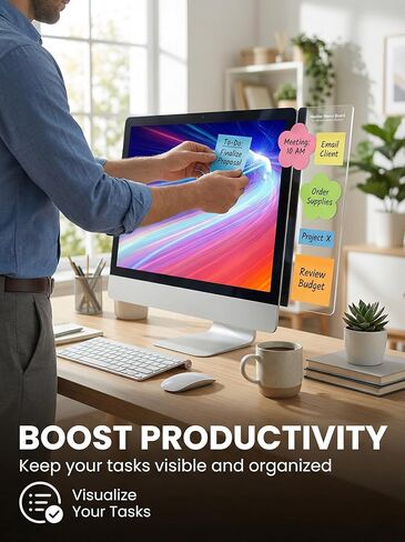 2-Pack Computer Monitor Memo Board, Office Desk Accessories, Sticky Note Holder, Supplies for Women and Men, Sticky Note Holder Home Desktop Decor in Kuwait