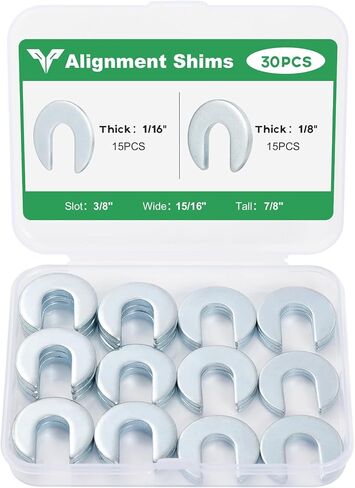 Auto Body Fender Alignment shims 60Pcs C-Type - Camber Caster Adjustment 1/16 1/8 Inch 3/8 1/2 Slot Steel shims for Control Arm Suspension Professional Shop Kit in Saudi Arabia