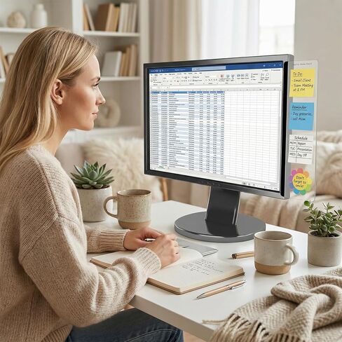 JJUNW 4 قطع لوحة مذكرة للشاشة، حامل ملاحظات لاصقة لشاشة الكمبيوتر، ملحقات مكتب أكريليك، لوحة مذكرة جانبية شفافة لسطح المكتب والمنزل والمكتب in Kuwait