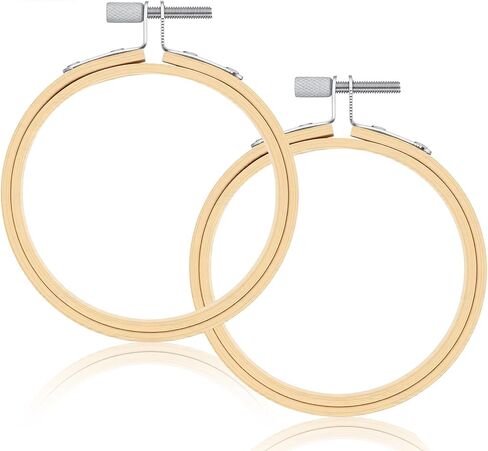 3 Inch Embroidery Hoop, 2 Pieces Small Embroidery Hoops Bamboo Round Cross Stitch Hoop Ring Adjustable Circle Embroidery Frame for Embroidery Art Craft Handy Sewing in Kuwait
