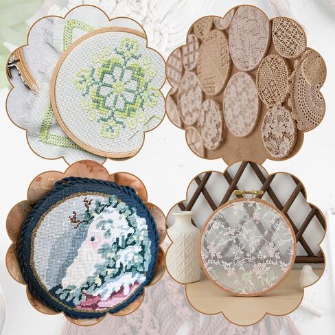 3 Inch Embroidery Hoop, 2 Pieces Small Embroidery Hoops Bamboo Round Cross Stitch Hoop Ring Adjustable Circle Embroidery Frame for Embroidery Art Craft Handy Sewing in Kuwait