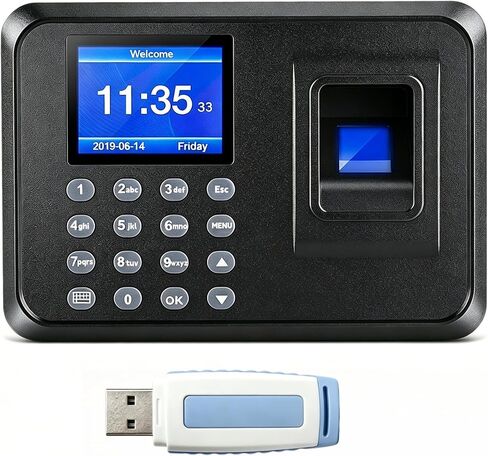 Time Clocks for Employees Small Business, Biometric Fingerprint Time Clock with Attendance Machine, and PIN Clock in and Out Machine, Office Punch Clock for Small Business Management, No Monthly Fees in Kuwait