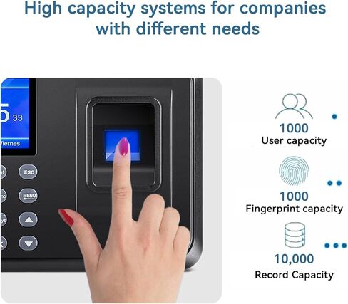 Time Clocks for Employees Small Business, Biometric Fingerprint Time Clock with Attendance Machine, and PIN Clock in and Out Machine, Office Punch Clock for Small Business Management, No Monthly Fees in Kuwait