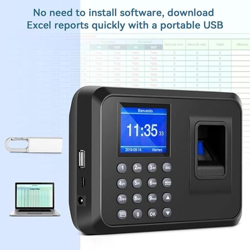 Time Clocks for Employees Small Business, Biometric Fingerprint Time Clock with Attendance Machine, and PIN Clock in and Out Machine, Office Punch Clock for Small Business Management, No Monthly Fees in Kuwait