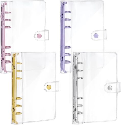 FINGERINSPIRE 4 قطع A6 شفاف ناعم PVC 6 حلقات غطاء غلاف 4 ألوان ناعم دفتر مخطط مجلد أغطية PVC غلاف مجلد 6 فتحات أغطية دفتر مجلد حلقات قابلة لإعادة الملء لحماية الغطاء in Kuwait
