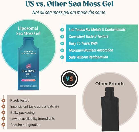 Akasha Superfoods Organic Irish Sea Moss Gel - 30x15ml Sachets I Liposomal Seamoss, On-The-Go Raw Vitamins for Digestion, Immunity, Healthy Skin & Hair, Maximized Nutrient Absorption, Vegan Supplement in Saudi Arabia