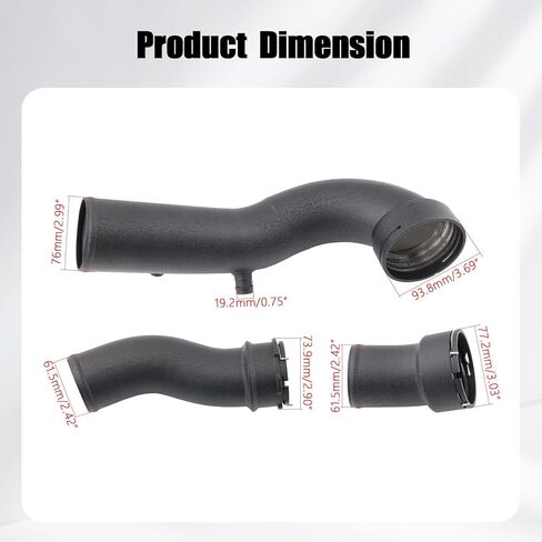 مجموعة تبريد أنابيب الشحن التوربيني ومجموعة تبريد الأنابيب المتوافقة مع BMW N55 F10 F12 F13 535i 640i 06/2011 up مصنوعة من الألومنيوم خفيف الوزن in Kuwait