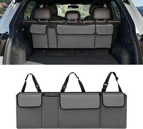 Car Trunk Organizer, Waterproof Backseat Hanging Large Storage with Adjustable Straps, Collapsible Cargo Bag with 4 Pockets, Car Interior Accessories for Truck, SUV, MPV (Black) in Kuwait
