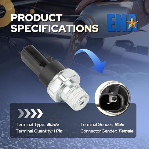 ENA Engine Oil Pressure Sensor Switch Compatible with 1994-2010 Dodge Charger Jeep Grand Cherokee Chrysler 300 VW Routan Mitsubishi Eclipse Plymouth Voyager Replacement for 12617513068 PS482 1S6670 in Kuwait