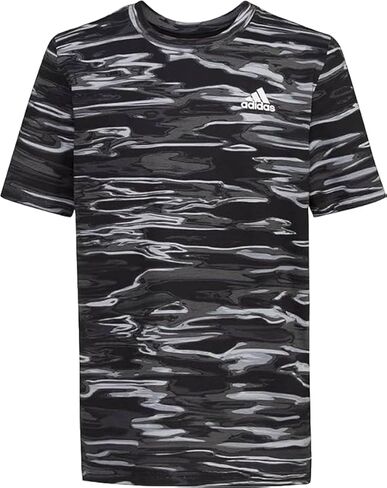 تي شيرت Adidas للأولاد بأكمام قصيرة من القطن بشعار Camo BoS، أسود، XS in Saudi Arabia
