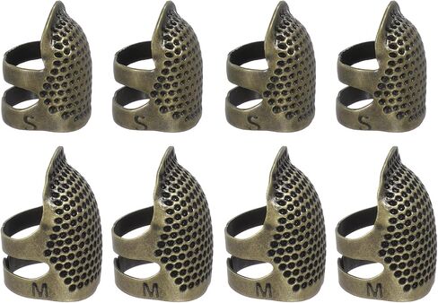 PATIKIL Sewing Thimble, 8 Pcs Metal Thimbles for Hand Sewing Finger Protector Adjustable Quilting Craft Supplies Kits Accessories Needlework Hand Embroidery DIY Tools, Copper Green in Kuwait