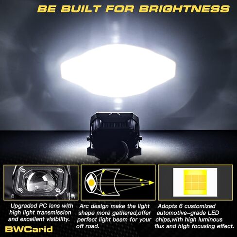 دراجة نارية LED القرون أضواء الضباب القيادة المساعدة الأبيض LED الأضواء العارض ضوء العمل 90W 8000lm متوافق مع جيب شاحنة SUV بيك اب UTV جرار ATV قارب (2 حزمة) in Kuwait