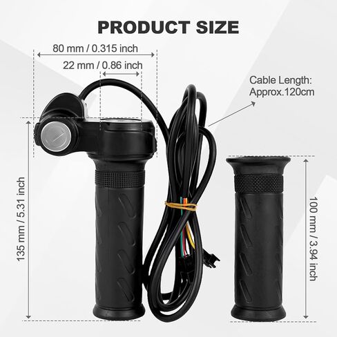 Ebike Full Twist Throttle Grip with 2 Keys Compatible with Ridstar Q20/Q20 Pro Lite E-Bike,3-Pin Electric Bike Throttle Waterproof Smooth Acceleration Control in Kuwait