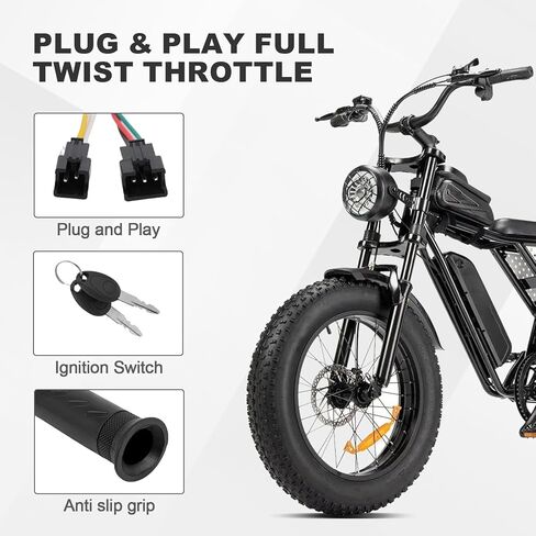 Ebike Full Twist Throttle Grip with 2 Keys Compatible with Ridstar Q20/Q20 Pro Lite E-Bike,3-Pin Electric Bike Throttle Waterproof Smooth Acceleration Control in Kuwait