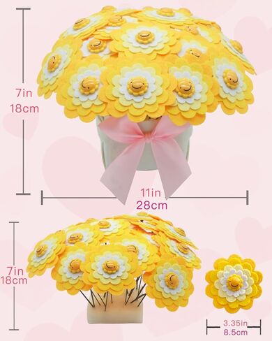 BAZIMA DIY Felt Flower Art Craft Kit,Smiling Sun Bouquet Making Kit, Floral Gifts,Beginner Craft Kit, Arrange Pre-Cut Felt Flowers, Ideas for Art Project Activity,24 Felt Flowers. in Kuwait