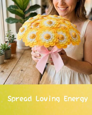 BAZIMA DIY Felt Flower Art Craft Kit,Smiling Sun Bouquet Making Kit, Floral Gifts,Beginner Craft Kit, Arrange Pre-Cut Felt Flowers, Ideas for Art Project Activity,24 Felt Flowers. in Kuwait