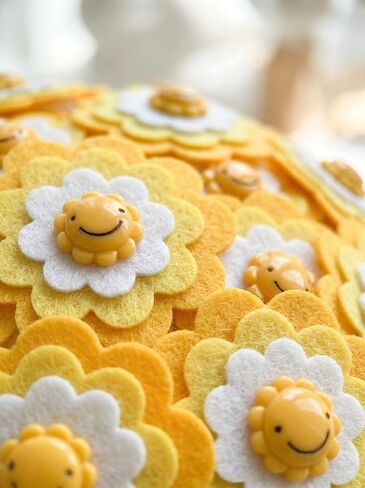 BAZIMA DIY Felt Flower Art Craft Kit,Smiling Sun Bouquet Making Kit, Floral Gifts,Beginner Craft Kit, Arrange Pre-Cut Felt Flowers, Ideas for Art Project Activity,24 Felt Flowers. in Kuwait