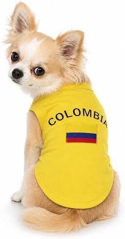 Petitebella Colombia & Flag Puppy Dog Shirt (Yellow/Blue Hem, Small) in Saudi Arabia