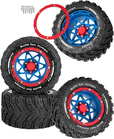 إطارات عجلات RC لـ 1/16 ساميت/E-Revo/Gorgon Grom/Mini Kraton 3S،M-J-X16207/16208/16209/16210/14209/14210،S-C-Y16101/16102/161 03/16104/16105/16106/16101p/16102p/16103p,H-B-X(16889/A/APro),أحمر أسود in Kuwait