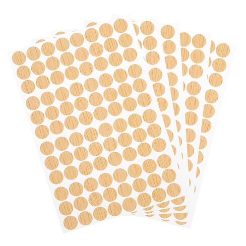 uxcell 12 Sheets/840Pcs Screw Hole Stickers, 18mm/0.71inch PVC Self-Adhesive Screw Cover Sticker Dustproof Round Screw Covers Caps for Wooden Furniture Cabinet Shelve, Khaki in Saudi Arabia