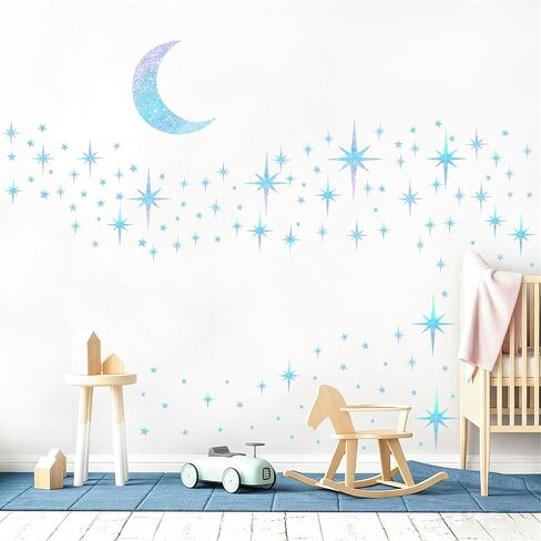 Easma Retro Starburst Wall Decals Star Wall Stickers Atomic Star Wall Decals Star Wall Decals Girls Room Wall Decals Peel and Stick Moon Wall Decals in Kuwait
